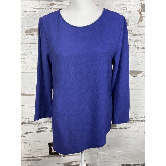 NICH  NILGUN Derman Asymmetric Hem Blouse Royal Blue S - Picture 1 of 5